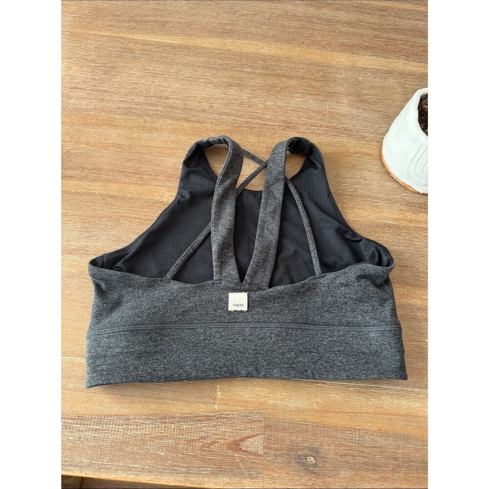 Vuori Elevation High Neck Cross Back Sports Bra Charcoal Heather S